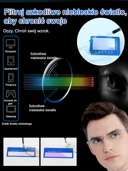 Bezramkowe okulary do czytania z regulacją ostrośc