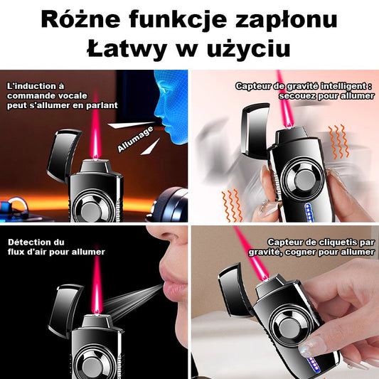 【Wielokolorowe Efekty Świetlne】Metaliczna Inteligentna Zapalniczka Sterowana Głosem