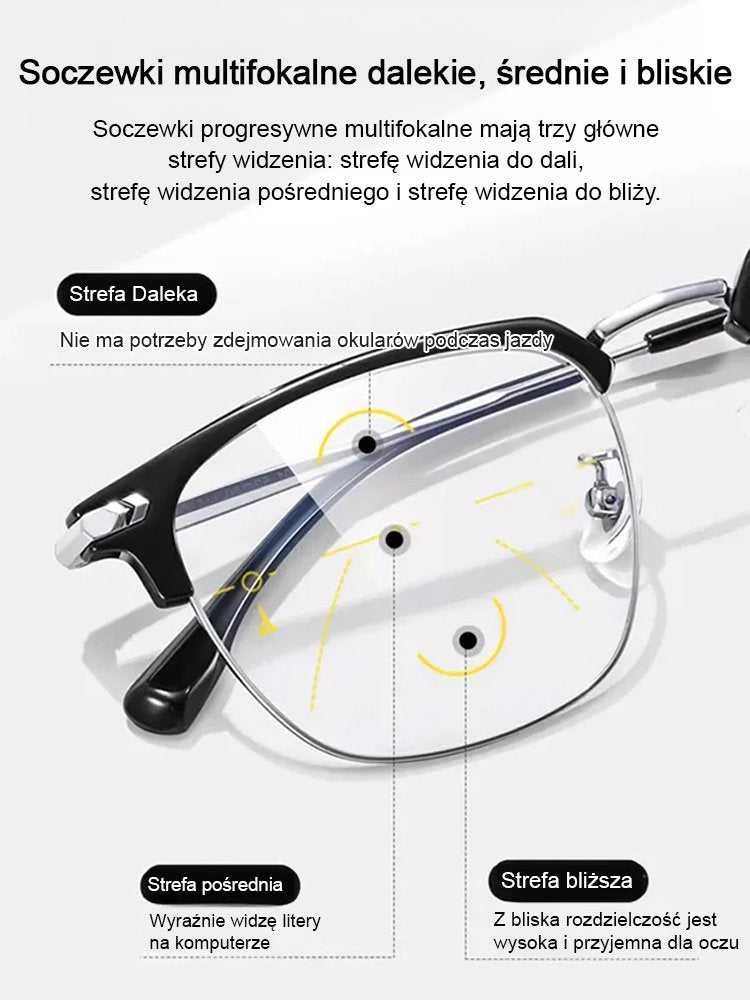 Automatyczne okulary do czytania z funkcją powiększania i filtrem światła niebieskiego