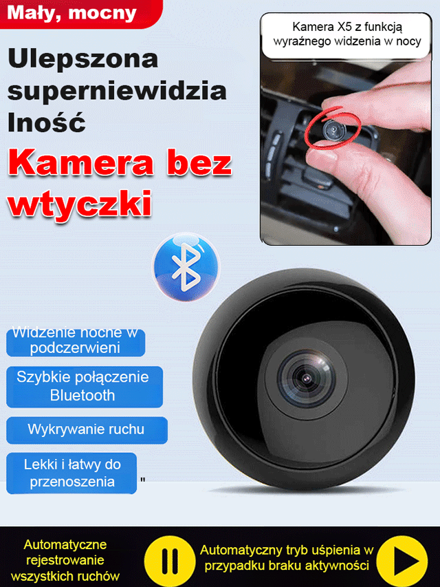 Kamera bez podłączenia Instalacja bezprzewodowa, dostępna bez wtyczek, monitorowanie w czasie rzeczywistym!