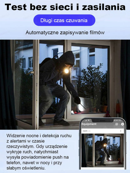 Kamera bez podłączenia Instalacja bezprzewodowa, dostępna bez wtyczek, monitorowanie w czasie rzeczywistym!