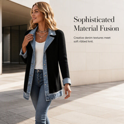 ⌛Oferta ograniczona czasowo – Elegancki damski płaszcz z prążkowanego jeansu