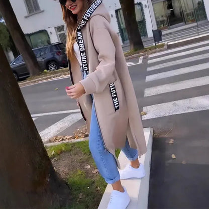 ⌛Oferta ograniczona czasowo🧥Nowość w tym sezonie - Długa bluza z kapturem zapinana na zamek i kieszeniami - Uniwersalna, ciepła i wygodna