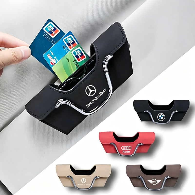 Uchwyt na okulary przeciwsłoneczne Velora™ z zamszu – klips premium z miejscem na kartę