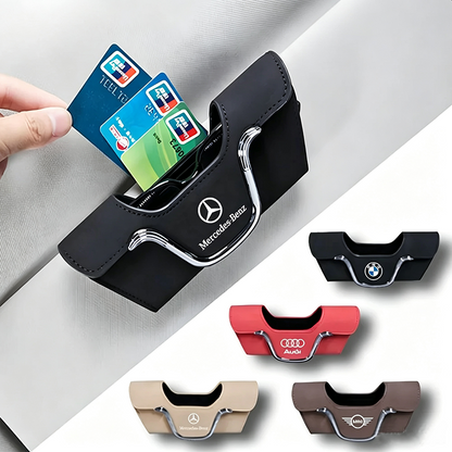 Uchwyt na okulary przeciwsłoneczne Velora™ z zamszu – klips premium z miejscem na kartę