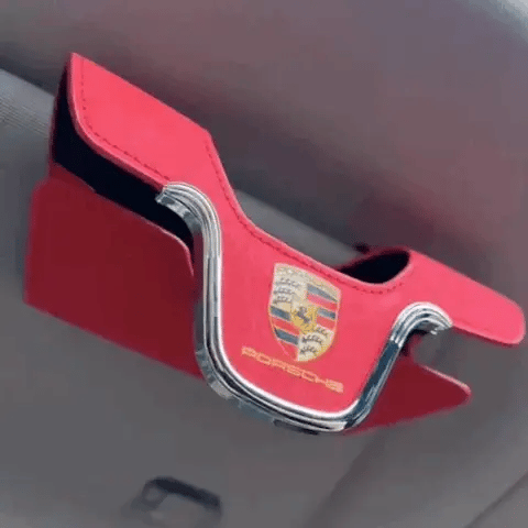Uchwyt na okulary przeciwsłoneczne Velora™ z zamszu – klips premium z miejscem na kartę