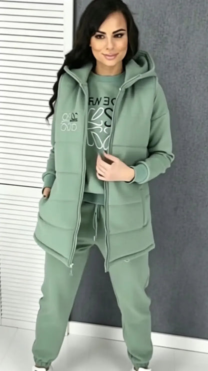 Damski 3-częściowy różowy dres casualowy