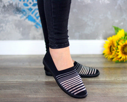 Czarne elastyczne tenisówki damskie z lycry all black air