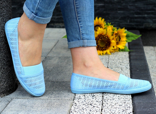 BLUE KORONKOWE TENISÓWKI BALERINKI Z GUMKAMI