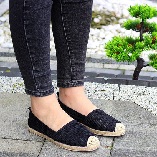 Czarne Wygodne Siatkowe Espadryle Trampki Tenisówki