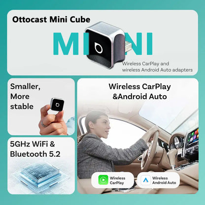 Ottocast Mini 3.0 Ultra Cube bezprzewodowy adapter CarPlay Android Auto