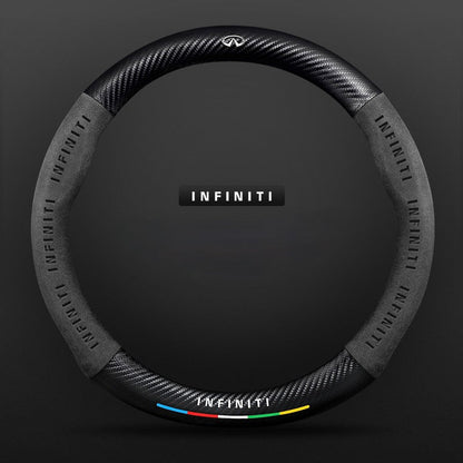 TrackVibe | Czarny pokrowiec na kierownicę z zamszu węglowego – antypoślizgowy i odporny na zużycie