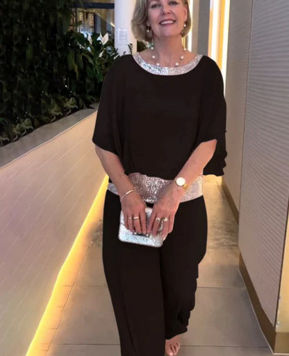 Elegancki dwuczęściowy zestaw Colorblock z cekinami