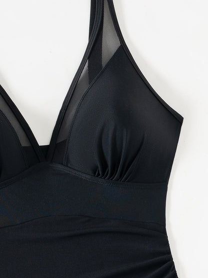 Wyszczuplający, siateczkowy, prześwitujący, sarongowy kostium kąpielowy