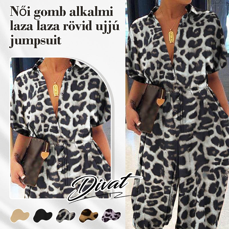 💜✨Damski luźny, zapinany na guziki kombinezon z krótkim rękawem