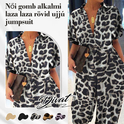 💜✨Damski luźny, zapinany na guziki kombinezon z krótkim rękawem