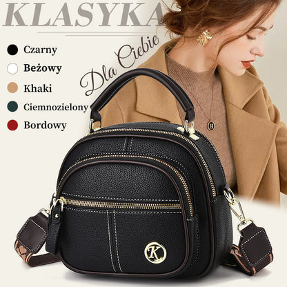 ✨Klasyczna wielokomorowa torba na ramię z regulowanym szerokim paskiem ze skóry PU-TAB