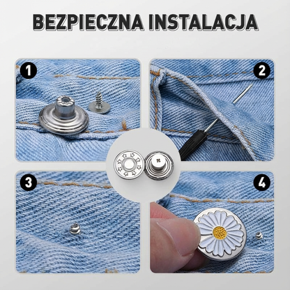 Zestaw guzików do dżinsów bez szwów, z możliwością zdejmowania
