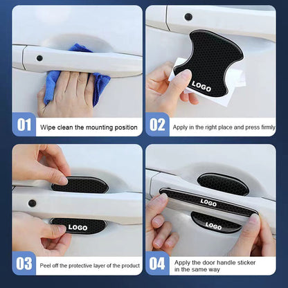 Naklejka na klamkę drzwi samochodu (miska drzwi + pasek antykolizyjny/zestaw 8 sztuk)