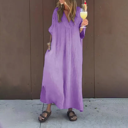 【S-4XL】💖Swobodna, żywa sukienka damska z dekoltem w serek