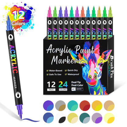 🎨🔥 Dwustronny marker akrylowy – 24/48/72/120 kolorów