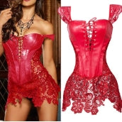 Seksowna koronka z odkrytymi plecami - koronkowy skórzany body modelujący