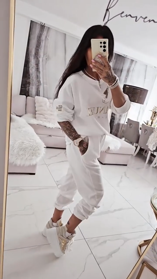 ⏳Oferta ograniczona czasowo! ⏰Damski zestaw casualowy, bluzka z nadrukiem i luźne spodnie