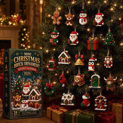 🎄 24-dniowy mini kalendarz adwentowy z ozdobami świątecznymi | 24 wyjątkowe, świąteczne, do samodzielnego zbudowania wzory z pętelkami do zawieszania — idealne do dekorowania choinek, wieńców i świątecznych dekoracji 🧱