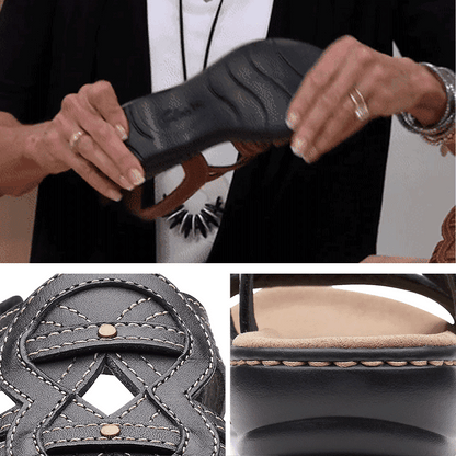 👞🎉【35-43】 2025 nowe miękkie i wygodne damskie skórzane sandały rzymskie, wygodne i oddychające