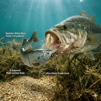 🌊Zdominuj wodę: Ozark Trail 5-calowy wieloczęściowy swimbait na białego bassa🐟