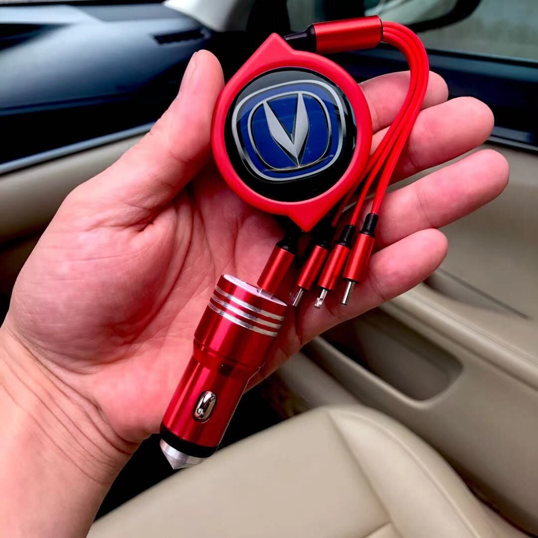 3 w 1 zwijany kabel do transmisji danych w samochodzie + bezpłatna ładowarka samochodowa