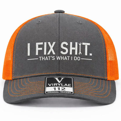🛠️ Czapka truckerka „I Fix Shit” – zabawna czapka mechanika i naprawiacza