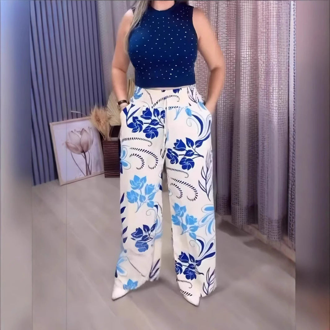 Spodnie z szerokimi nogawkami z nadrukiem na lato 2025