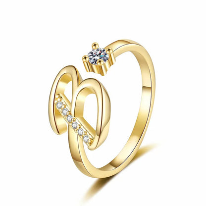 ⏳Ograniczona czasowo zniżka 50%⏰Regulowany pierścionek z inicjałem Sparkle dla kobiet💍