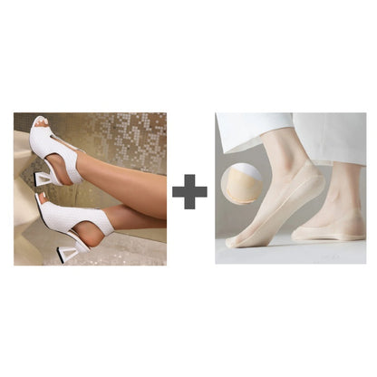🏖️👠Eleganckie sandały na wysokim obcasie z odkrytymi palcami dla kobiet – smukłe nogi, wygodne chodzenie 👡