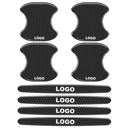 Naklejka na klamkę drzwi samochodu (miska drzwi + pasek antykolizyjny/zestaw 8 sztuk)