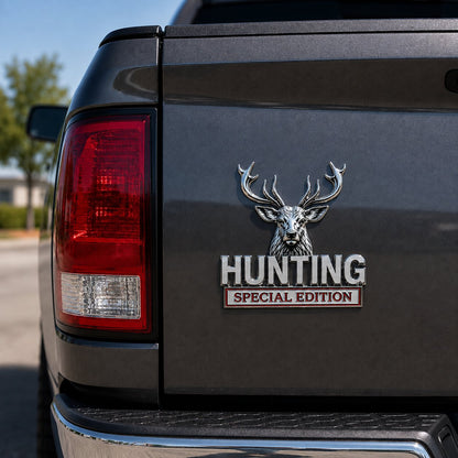🦌 HUNTING Edycja Specjalna - metalowy emblemat 3D chromowany na samochód