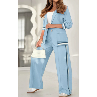 Damski casualowy żakiet i szerokie spodnie