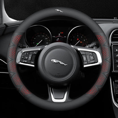 Ultracienki, oddychający pokrowiec na kierownicę z prawdziwej skóry z antypoślizgowym uchwytem