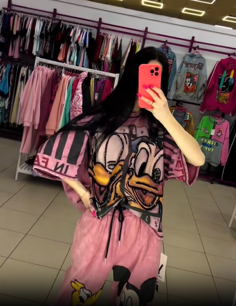 Komplet top i spodnie z motywem Kaczora Donalda i Myszki Miki