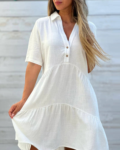 🔥 Monochromatyczna sukienka z klapami i wygodnymi guzikami-TAB