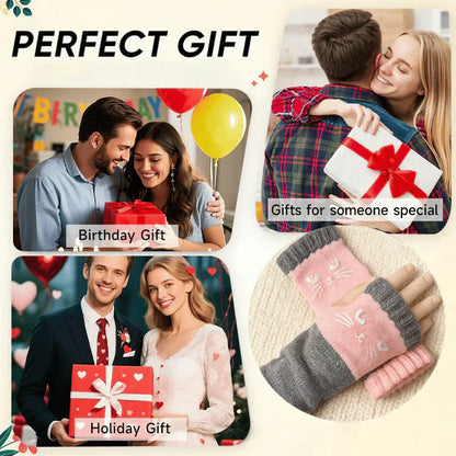 🐱 Śliczne damskie rękawiczki dzianinowe w kształcie kota🧤🧶