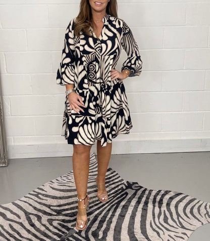 🥻 Letnie sukienki dla kobiet, letnia moda plus size Sukienki z nadrukiem liści