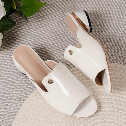 😍Ostatni dzień z 50% rabatem😍 - Modne damskie skórzane sandały ortopedyczne z odkrytymi palcami i grubym obcasem