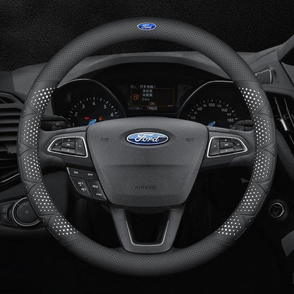 Ultracienki, oddychający pokrowiec na kierownicę z prawdziwej skóry z antypoślizgowym uchwytem