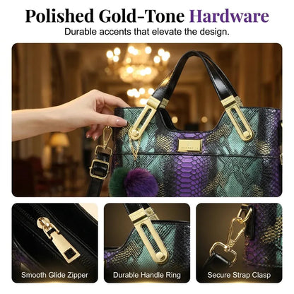 🏆OSTATNI DZIEŃ WYPRZEDAŻY - 50% TANIEJ🔥Elegancka torba typu tote z ekoskóry wężowej