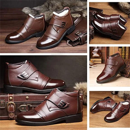 Ciepłe, skórzane buty biznesowe dla mężczyzn