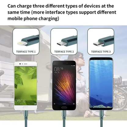 3 w 1 zwijany kabel do transmisji danych w samochodzie + bezpłatna ładowarka samochodowa