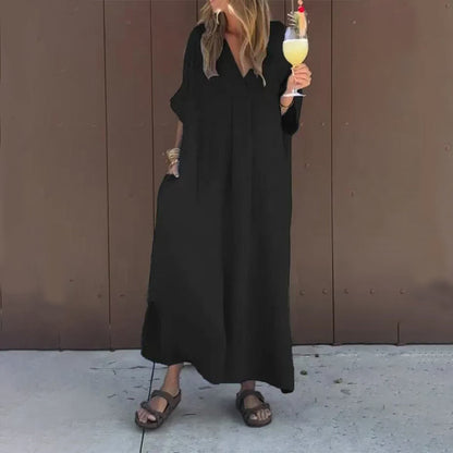 【S-4XL】💖Swobodna, żywa sukienka damska z dekoltem w serek