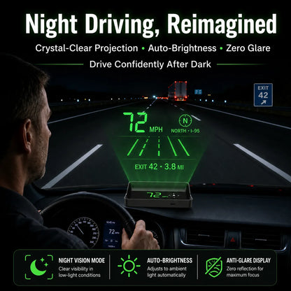 Cyfrowy prędkościomierz samochodowy z wyświetlaczem Head-Up Display (HUD) i nawigacją GPS